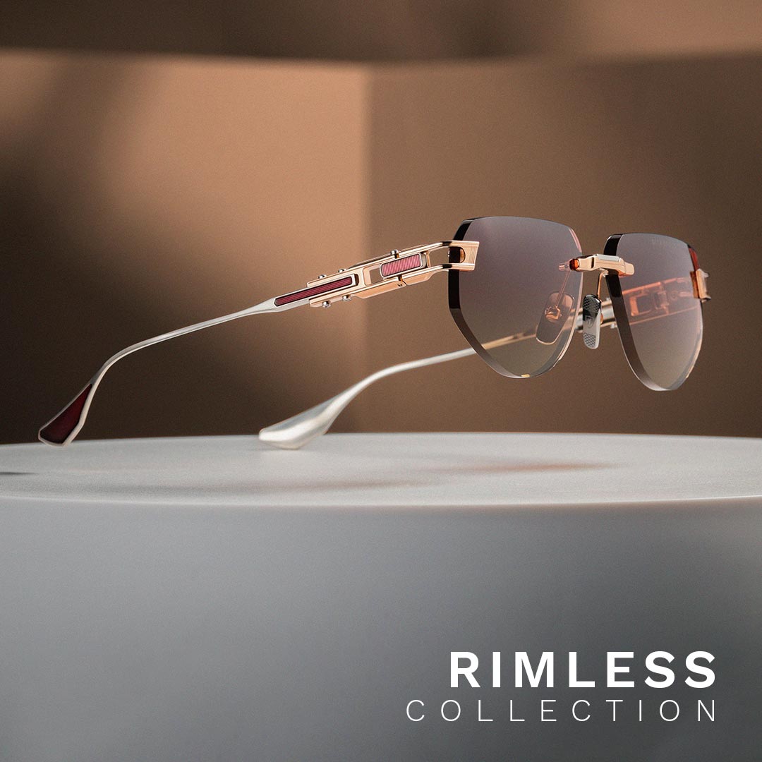 Beauty Shot of Grand-Evo Two with overlayed copy saying Rimless Collection 