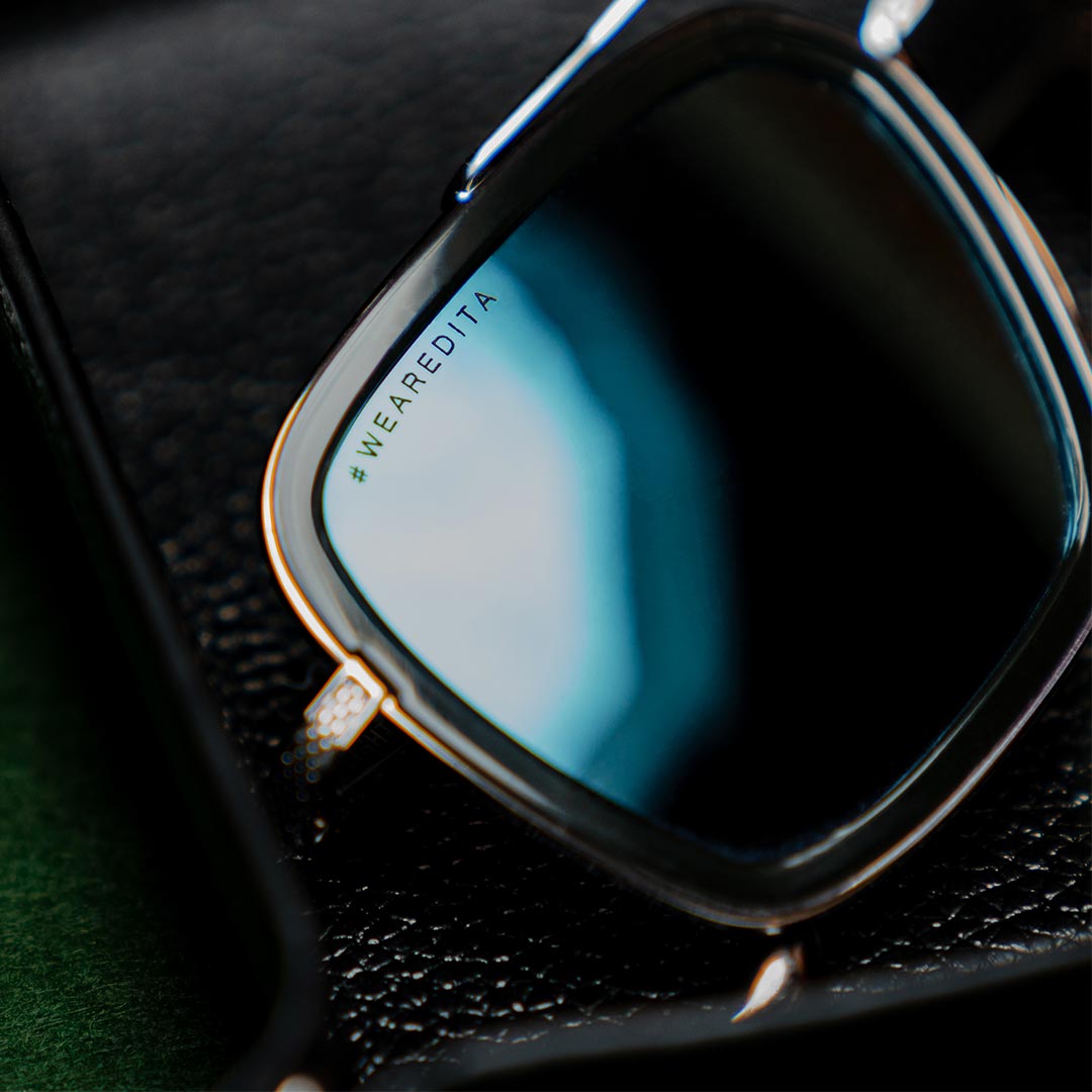 Sunglasses Lens with a laser etching saying #wearedita