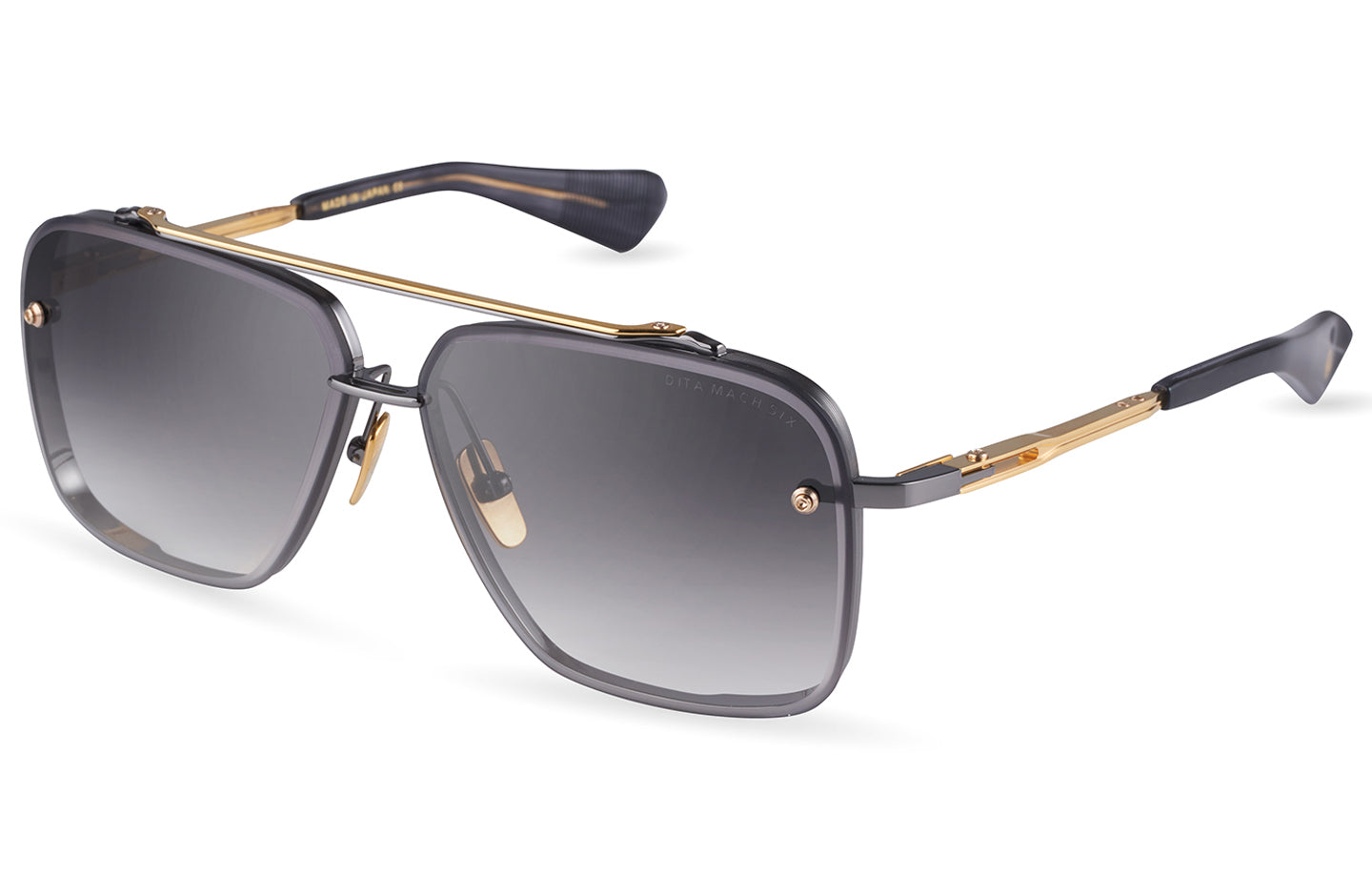 Dita - Mach-Six Black Rhodium-Yellow Gold/Dark Grey Gradient Aviator Unisex Sunglasses - 62mm